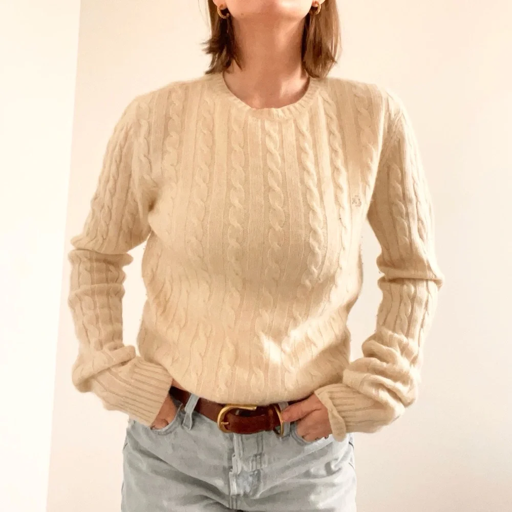 Ralph Lauren Cashmere Cream Cable Knit Sweater - Picture 3 of 4